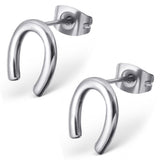 Stainless Steel Horseshoe Lucky Charm Stud Post Earrings - Comfort Zone Studios