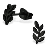 Stainless Steel Nature Olive Leaf Branch Stud Post Earrings - Comfort Zone Studios