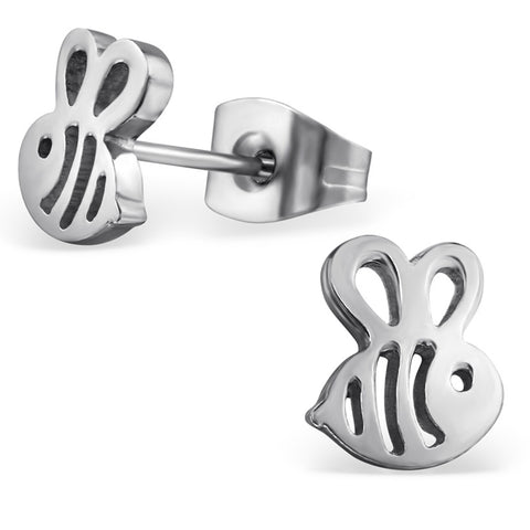 Stainless Steel Honey Bumble Bee Stud Post Earrings - Comfort Zone Studios