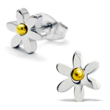 Stainless Steel Daisy Flower Two-Tone Floral Stud Post Earrings - Comfort Zone Studios