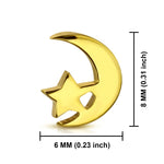 Stainless Steel Tiny Crescent Moon &amp; Star Stud Post Earrings - Comfort Zone Studios