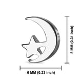 Stainless Steel Tiny Crescent Moon &amp; Star Stud Post Earrings - Comfort Zone Studios