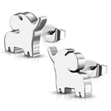 Stainless Steel Cute Baby Elephant Button Stud Post Earrings - Comfort Zone Studios
