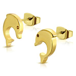 Stainless Steel Tiny Spiral Dolphin Button Stud Post Earrings - Comfort Zone Studios