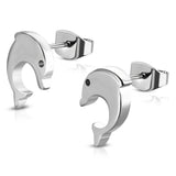 Stainless Steel Tiny Spiral Dolphin Button Stud Post Earrings - Comfort Zone Studios