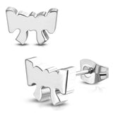 Stainless Steel Petite Cute Bow Ribbon Button Stud Post Earrings - Comfort Zone Studios