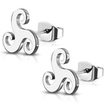 Stainless Steel Celtic Triskelion Symbol Spiral Stud Post Earrings - Comfort Zone Studios