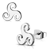 Stainless Steel Celtic Triskelion Symbol Spiral Stud Post Earrings - Comfort Zone Studios