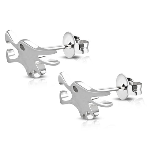 Stainless Steel Howling Winter Wolf Cut-Out Stud Post Earrings - Comfort Zone Studios