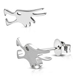 Stainless Steel Howling Winter Wolf Cut-Out Stud Post Earrings - Comfort Zone Studios