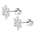 Stainless Steel Crystalized Snowflake Cubic Zirconia Button Stud Post Earrings - Comfort Zone Studios