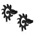Stainless Steel Tribal Spiral Sun Dragon Tail Button Stud Post Earrings - Comfort Zone Studios