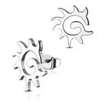 Stainless Steel Tribal Spiral Sun Dragon Tail Button Stud Post Earrings - Comfort Zone Studios