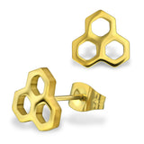 Stainless Steel Honeycomb Bee Hive Hexagon Stud Post Button Earrings - Comfort Zone Studios