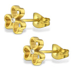 Stainless Steel Shamrock Floral Love Heart Crystal Stud Post Button Earrings - Comfort Zone Studios