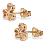 Stainless Steel Shamrock Floral Love Heart Crystal Stud Post Button Earrings - Comfort Zone Studios