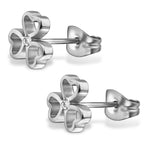 Stainless Steel Shamrock Floral Love Heart Crystal Stud Post Button Earrings - Comfort Zone Studios