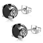 Stainless Steel Bali Floral CZ Round Circle Flower Stud Post Earrings - Comfort Zone Studios