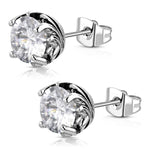 Stainless Steel Bali Floral CZ Round Circle Flower Stud Post Earrings - Comfort Zone Studios