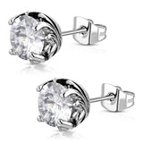 Stainless Steel Bali Floral CZ Round Circle Flower Stud Post Earrings - Comfort Zone Studios