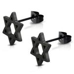 Stainless Steel Star of David Shield Cut-Out Stud Post Piercing Earrings - Comfort Zone Studios