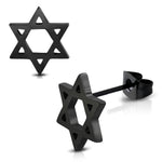 Stainless Steel Star of David Shield Cut-Out Stud Post Piercing Earrings - Comfort Zone Studios