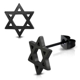 Stainless Steel Star of David Shield Cut-Out Stud Post Piercing Earrings - Comfort Zone Studios