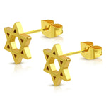 Stainless Steel Star of David Shield Cut-Out Stud Post Piercing Earrings - Comfort Zone Studios