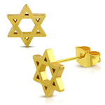 Stainless Steel Star of David Shield Cut-Out Stud Post Piercing Earrings - Comfort Zone Studios