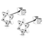 Stainless Steel Star of David Shield Cut-Out Stud Post Piercing Earrings - Comfort Zone Studios