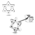 Stainless Steel Star of David Shield Cut-Out Stud Post Piercing Earrings - Comfort Zone Studios