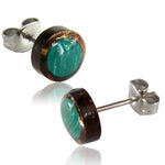 Natural Organic Coco Shell Inlay Stainless Steel Illusion Button Stud Post Earrings - Comfort Zone Studios