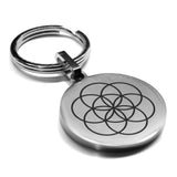 Stainless Steel Sacred Geometry Seed of Life Round Medallion Keychain