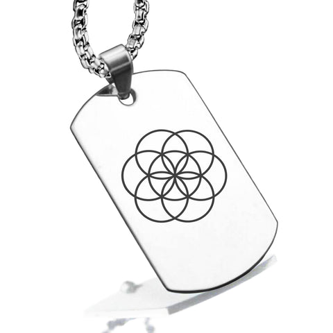 Stainless Steel Sacred Geometry Seed of Life Dog Tag Pendant - Comfort Zone Studios