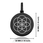 Stainless Steel Sacred Geometry Seed of Life Round Medallion Keychain