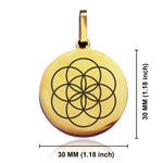 Stainless Steel Sacred Geometry Seed of Life Round Medallion Keychain