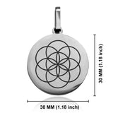 Stainless Steel Sacred Geometry Seed of Life Round Medallion Keychain