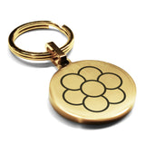 Stainless Steel Sacred Geometry Egg of Life Round Medallion Keychain