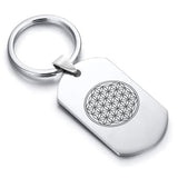 Stainless Steel Sacred Geometry Flower of Life Dog Tag Keychain - Comfort Zone Studios