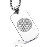 Stainless Steel Sacred Geometry Flower of Life Dog Tag Pendant - Comfort Zone Studios