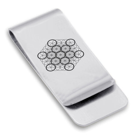 Stainless Steel Sacred Geometry Fruit of Life Classic Slim Money Clip