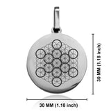 Stainless Steel Sacred Geometry Fruit of Life Round Medallion Keychain