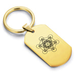 Stainless Steel Sacred Geometry Metatron's Cube Dog Tag Keychain - Comfort Zone Studios