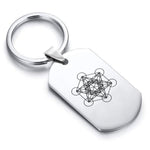 Stainless Steel Sacred Geometry Metatron's Cube Dog Tag Keychain - Comfort Zone Studios