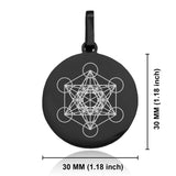 Stainless Steel Sacred Geometry Metatron's Cube Round Medallion Keychain