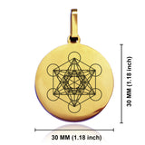 Stainless Steel Sacred Geometry Metatron's Cube Round Medallion Keychain