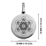 Stainless Steel Sacred Geometry Metatron's Cube Round Medallion Keychain