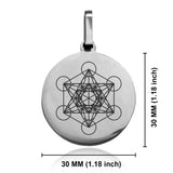 Stainless Steel Sacred Geometry Metatron's Cube Round Medallion Keychain