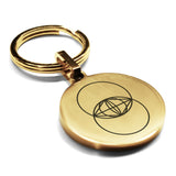 Stainless Steel Sacred Geometry Vesica Piscis Round Medallion Keychain
