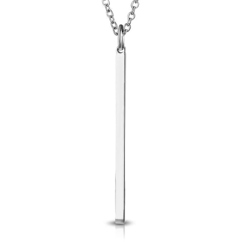Stainless Steel Minimalist Long Bar Charm Link Chain Necklace Pendant - Comfort Zone Studios